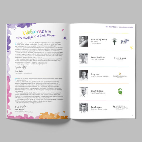 Starlight Children's Foundation 5 Chefs Program Pages